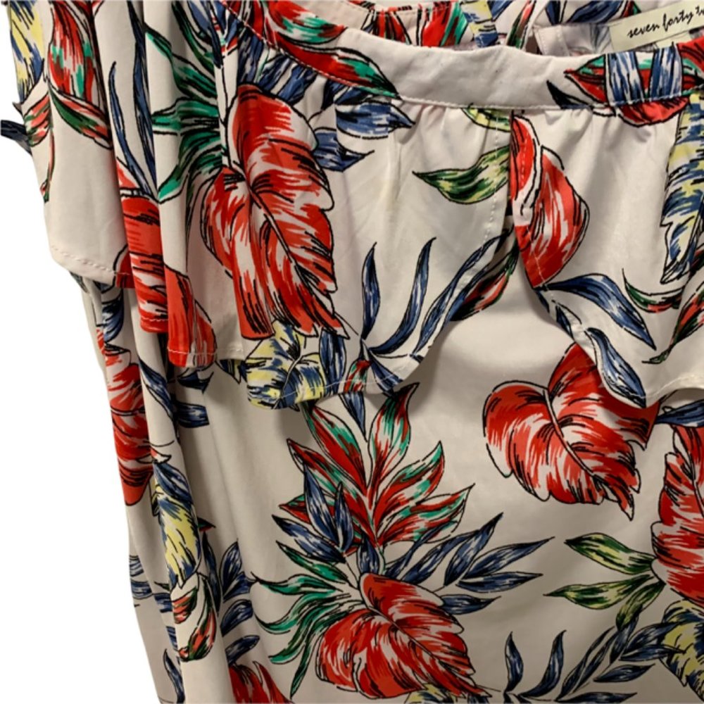 seven forty two Floral Leaf Flowy Shirt Large - Picture 4 of 6